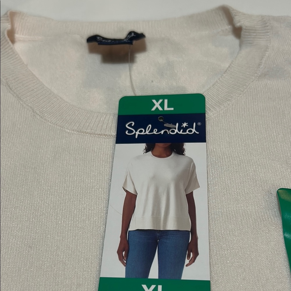 Splendid Cream Crew Neck Sweater Short Sleeve XL NWT